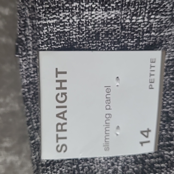 cleo, Size 14 Petite, Straight Leg Trousers with Slimming Panel, Black and White - Picture 4 of 7